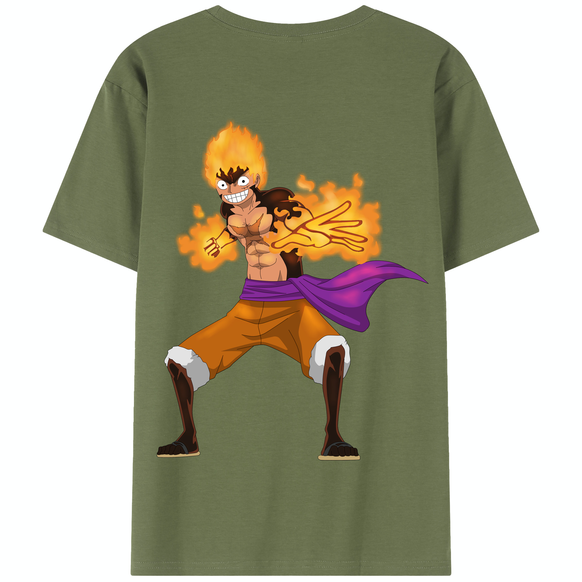 ワンピース モンキー・D・ルフィ ONE PIECE Monkey D. Luffy 綿100％半袖Tシャツ（背面プリント）